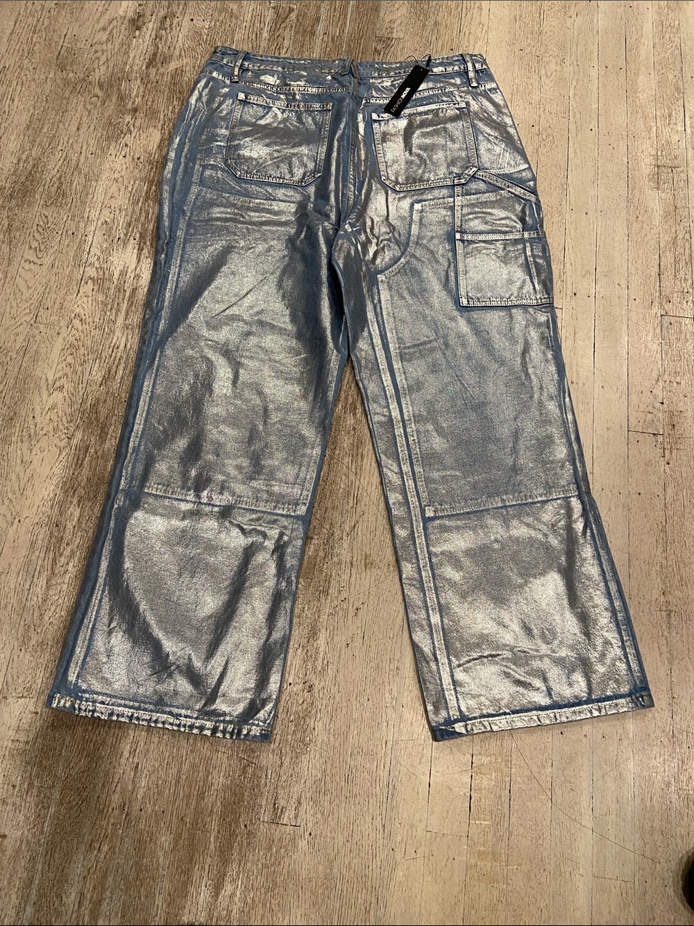 Fashion Nova Metallic Light Blue Relaxed Jeans size 20nwt